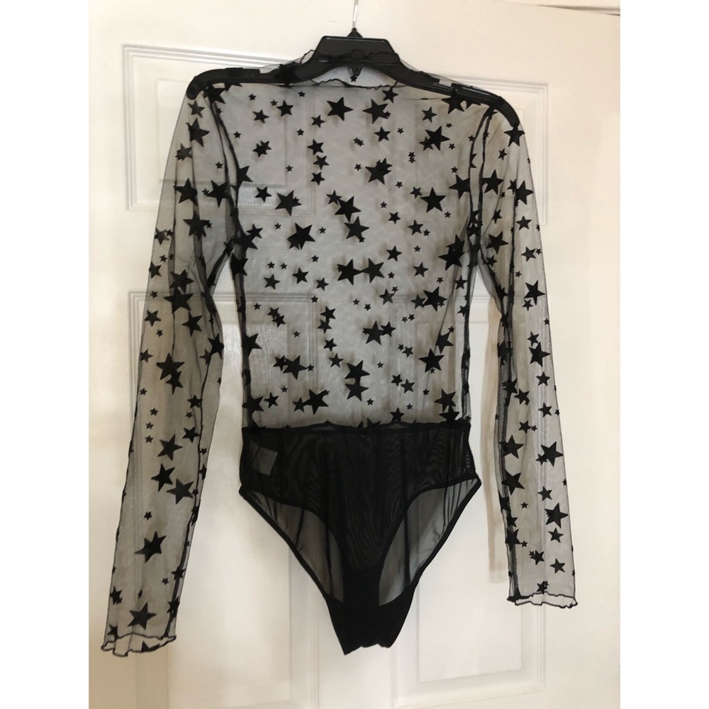 NWOT Black Star Mesh Bodysuit